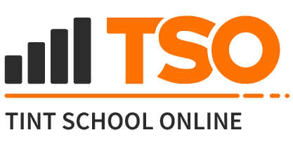 Logo for Tint School Online. Features
