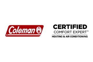 Coleman and Certified Comfort Expert Heating & Air Conditioning logos on a white background
