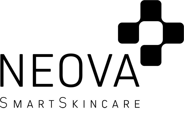 Tricomin Clinical and Neova SmartSkincare logos in black and gray on a white background