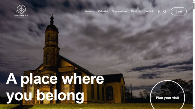 Maghera Presbyterian Church website design preview