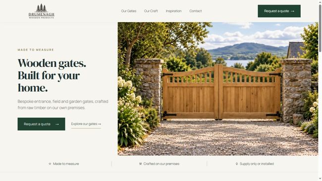 Drumenagh Wooden Products website design preview