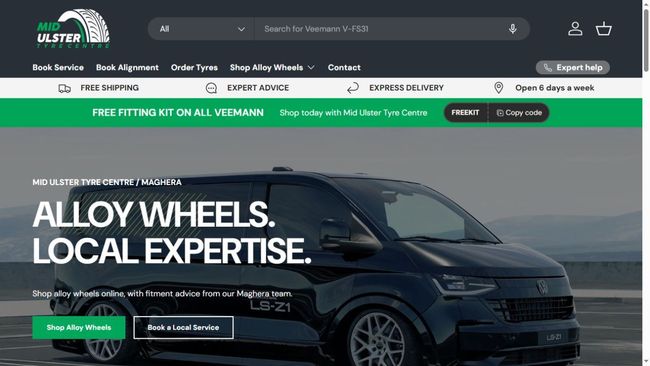 Mid Ulster Tyre Centre website design preview
