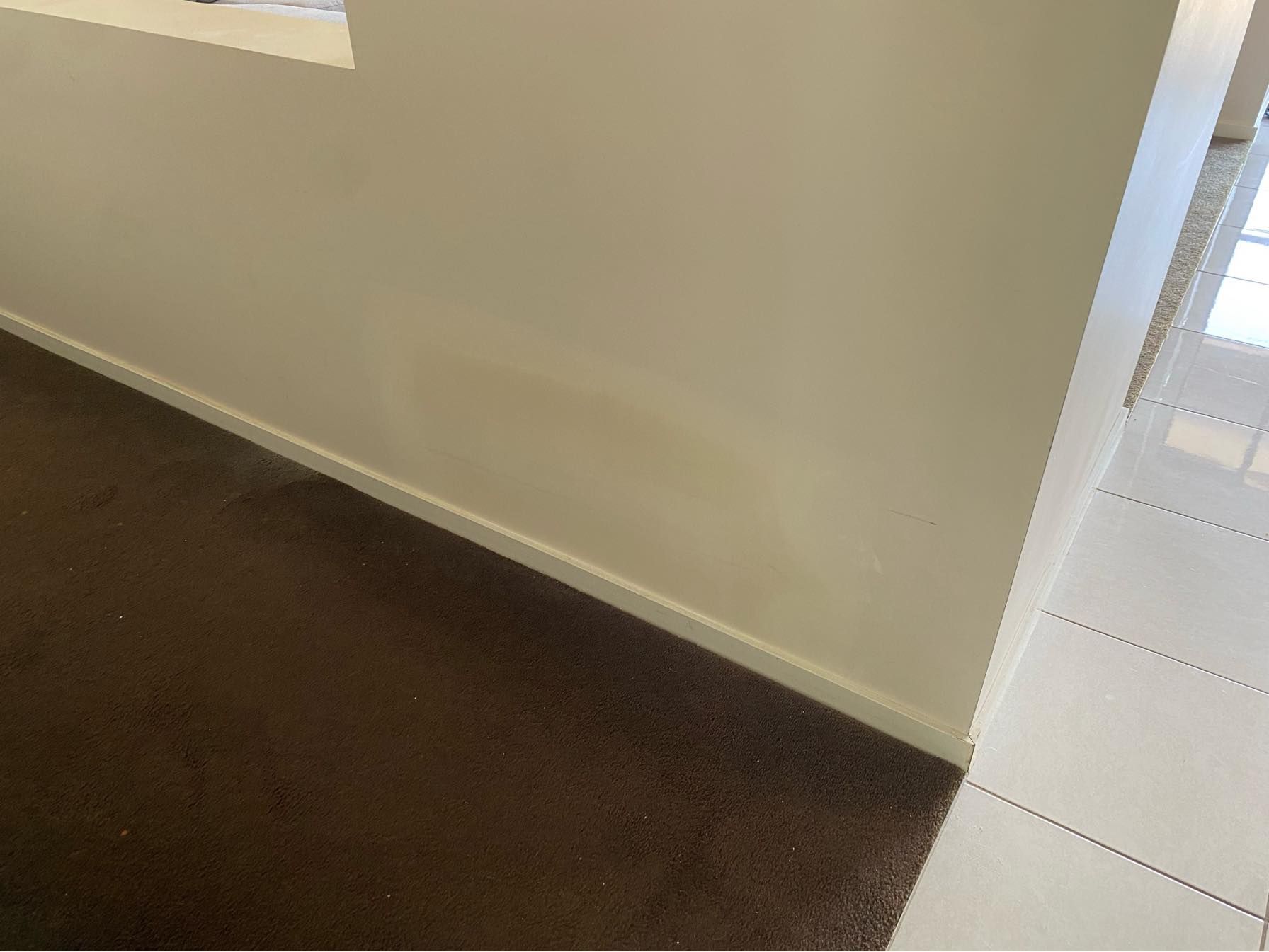 After picture of the plaster repair job of the two holes in the wall