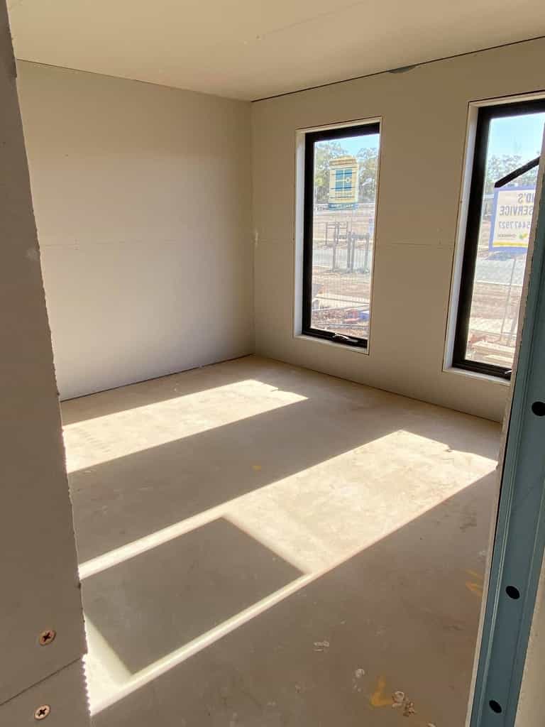 this is the master bedroom that has just been sheeted on a job we done in bendigo