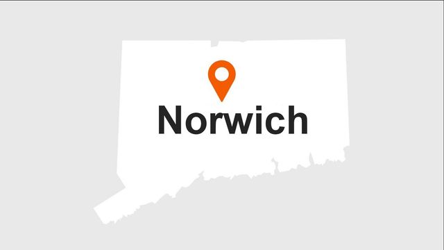 Map of Connecticut with Norwich labeled.