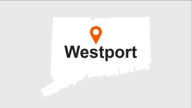Map of Connecticut with a marker indicating the location of Westport.
