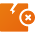 Broken box icon with an "X" mark, orange.