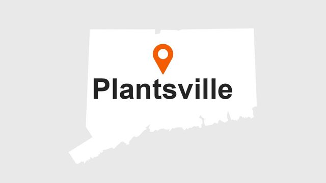 Map of Connecticut with Plantsville pinpointed.