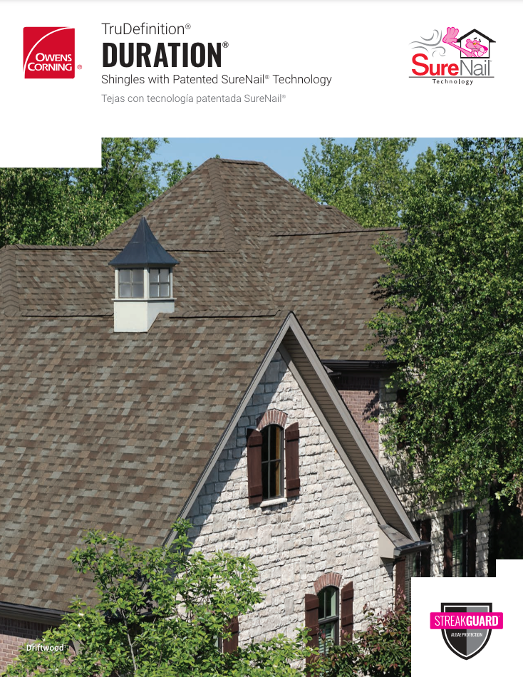A brochure for a house with a shingle roof.
