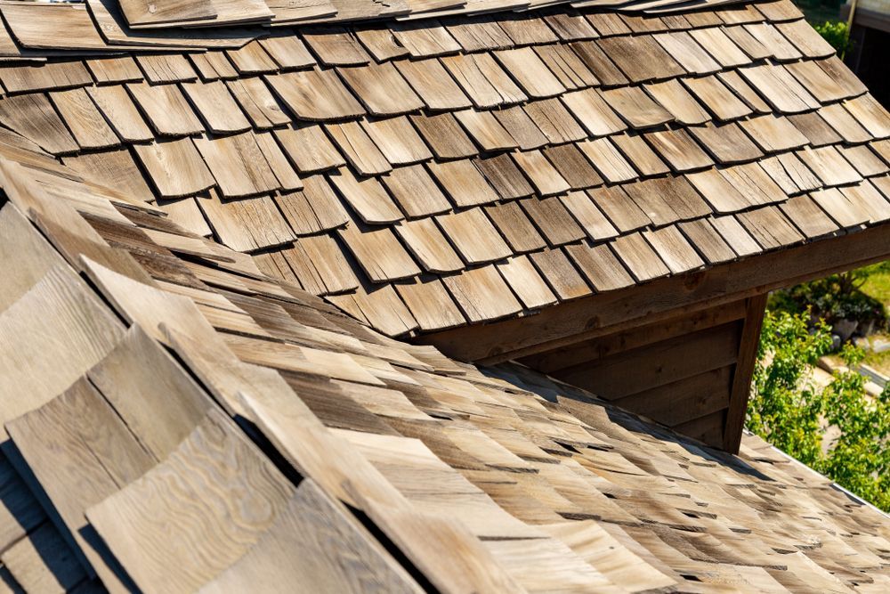A close-up of a Cedar Shake Roof.
