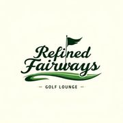 Refined Fairways Golf Lounge logo in dark green script with a flag and golf-themed swoosh on a light background