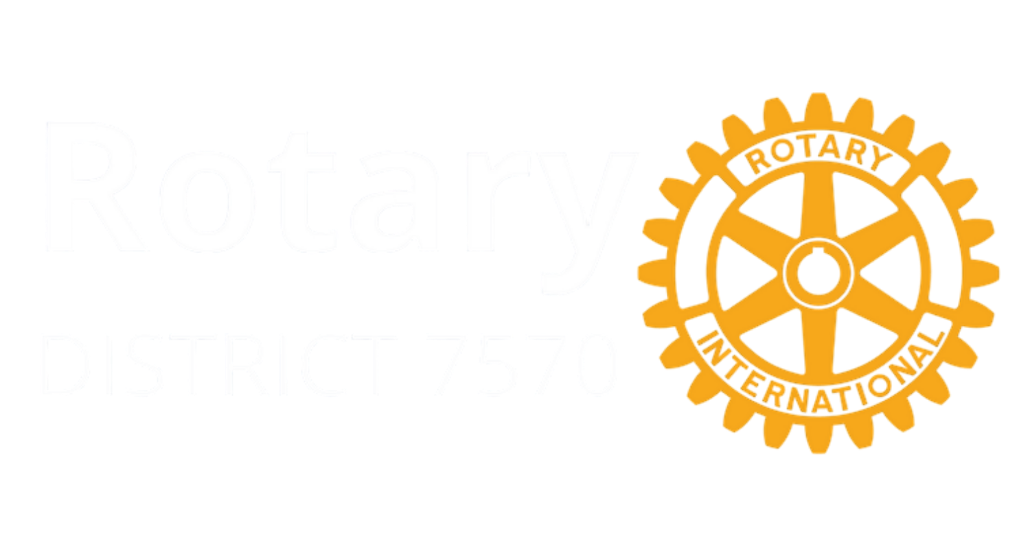 Orange Rotary International gear logo on a white background