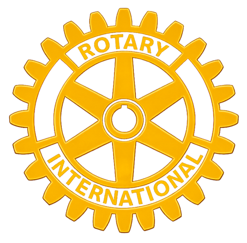 Yellow Rotary International gear logo with the words “Rotary International” around it