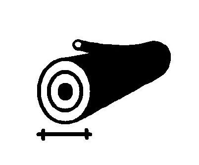 Ein schwarzweißes Symbol eines Baumstamms mit einer Zielscheibe darauf.