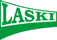 Ein grün-weißes Laski-Logo auf weißem Hintergrund.