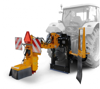 Ein Traktor mit einer daran befestigten Bürste