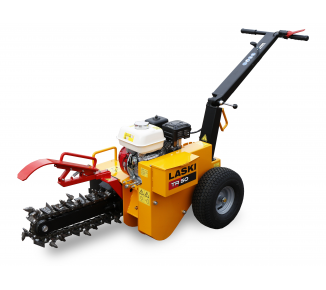 Eine gelbe Laski-Kettensäge mit einem Honda-Motor