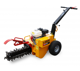 Ein gelber Laski Grabenbagger mit einem Honda-Motor