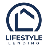 The logo for lifestyle lending shows a house in a circle.