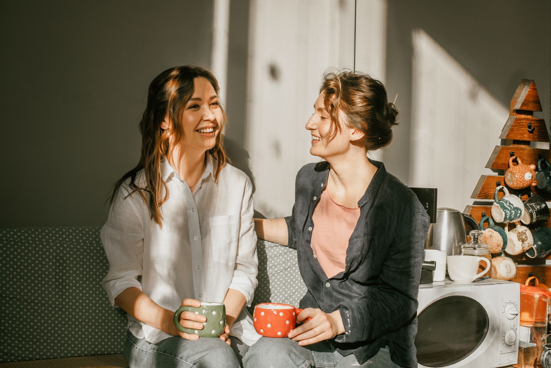 two friends having tea together