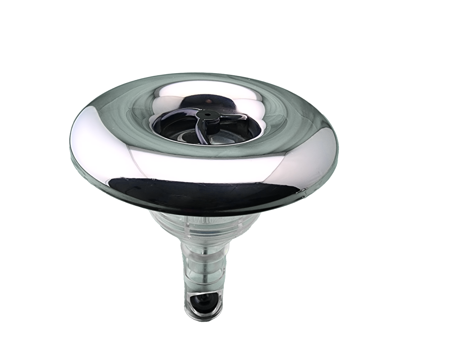 A close up of spa jet on a white background.