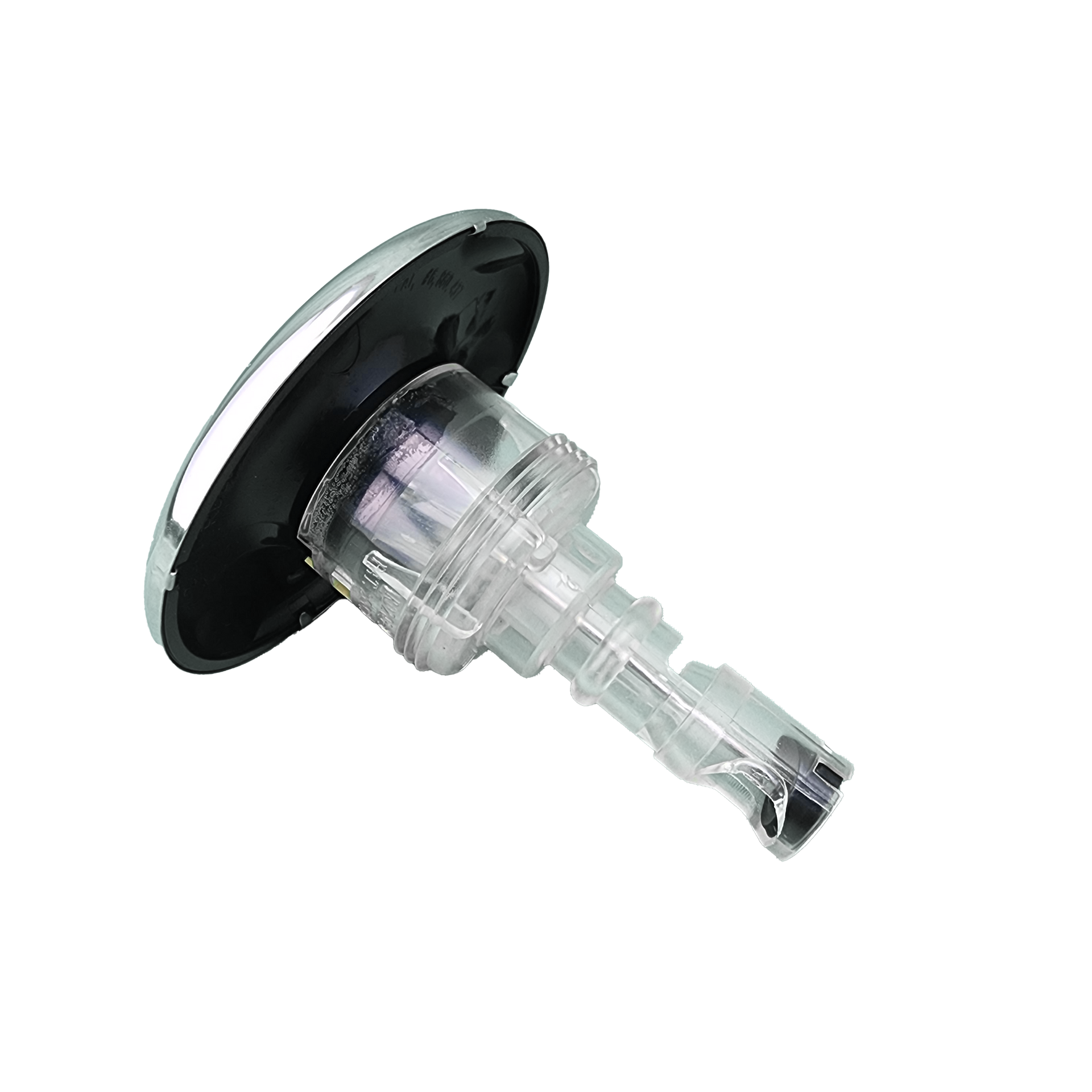A close up of spa jet on a white background.