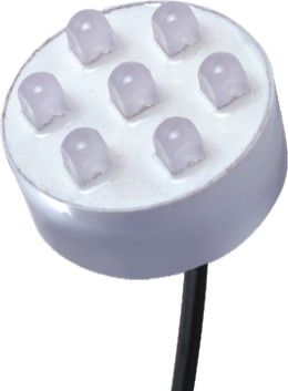 Front view of Rising Dragon L7MTC LED spa master light with seven LED lenses for hot tub lighting systems