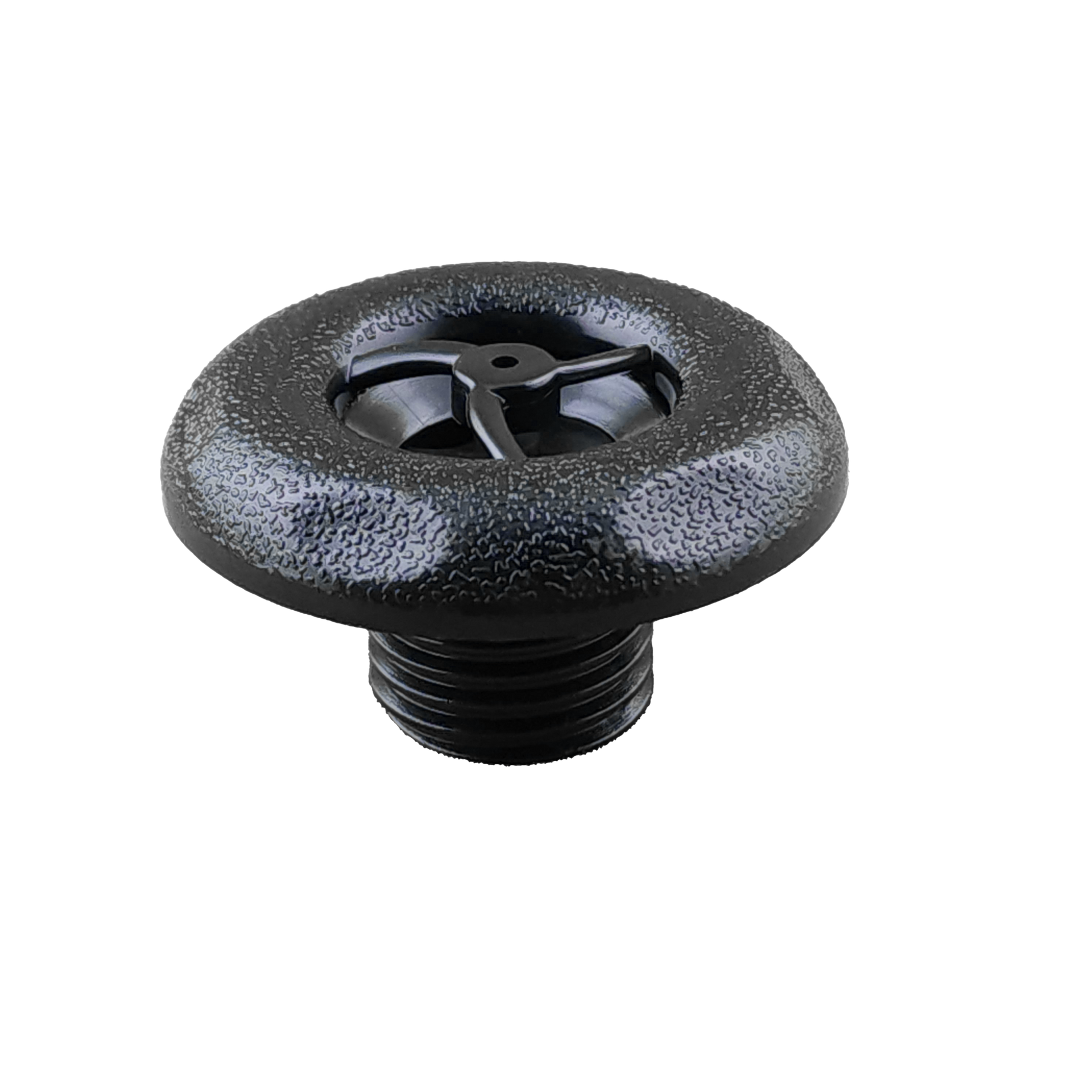 A close up of spa jet on a white background.