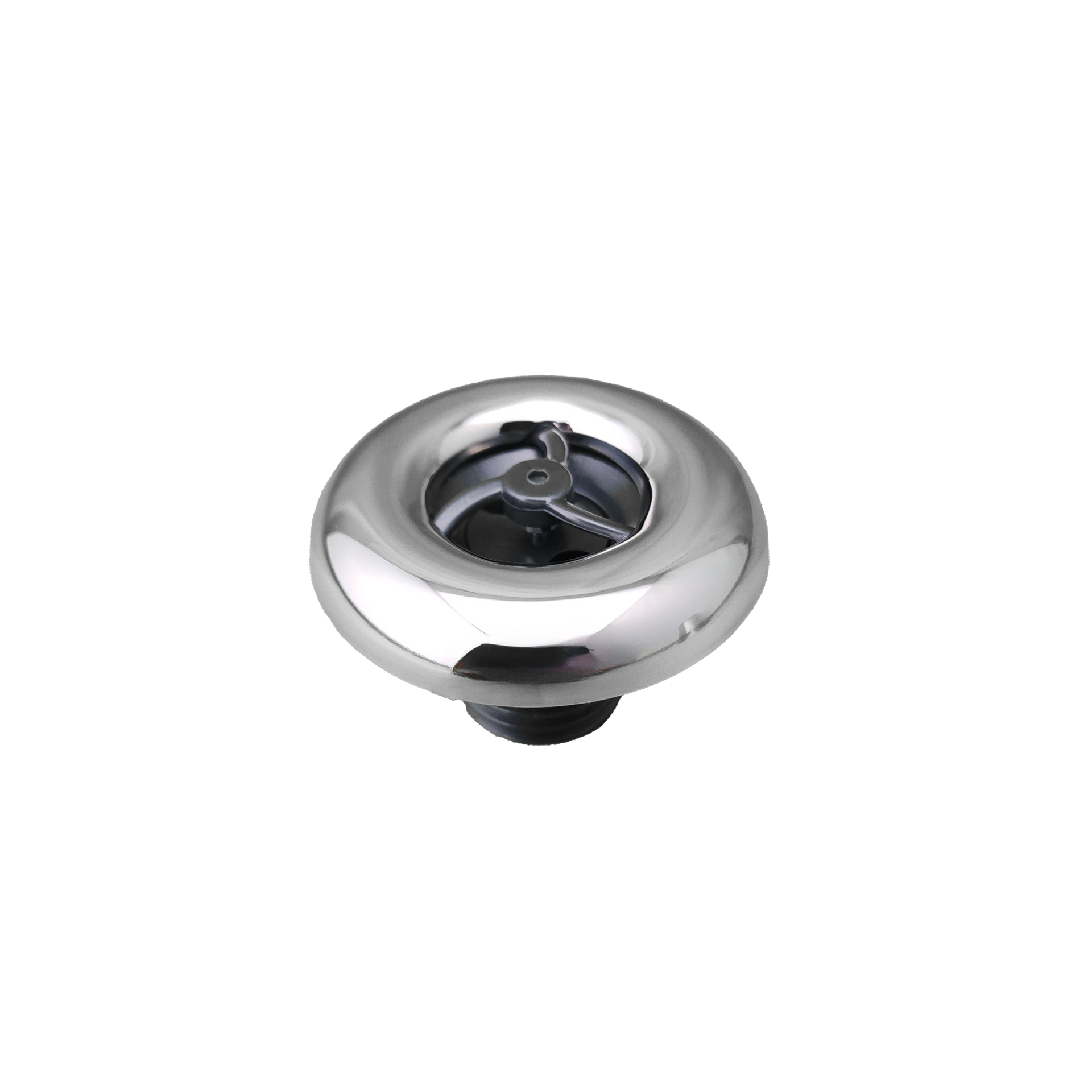 A close up of spa jet on a white background.