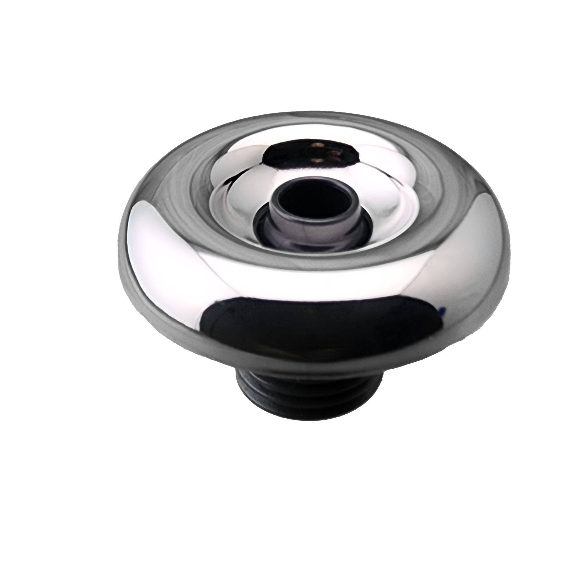 A close up of spa jet on a white background.
