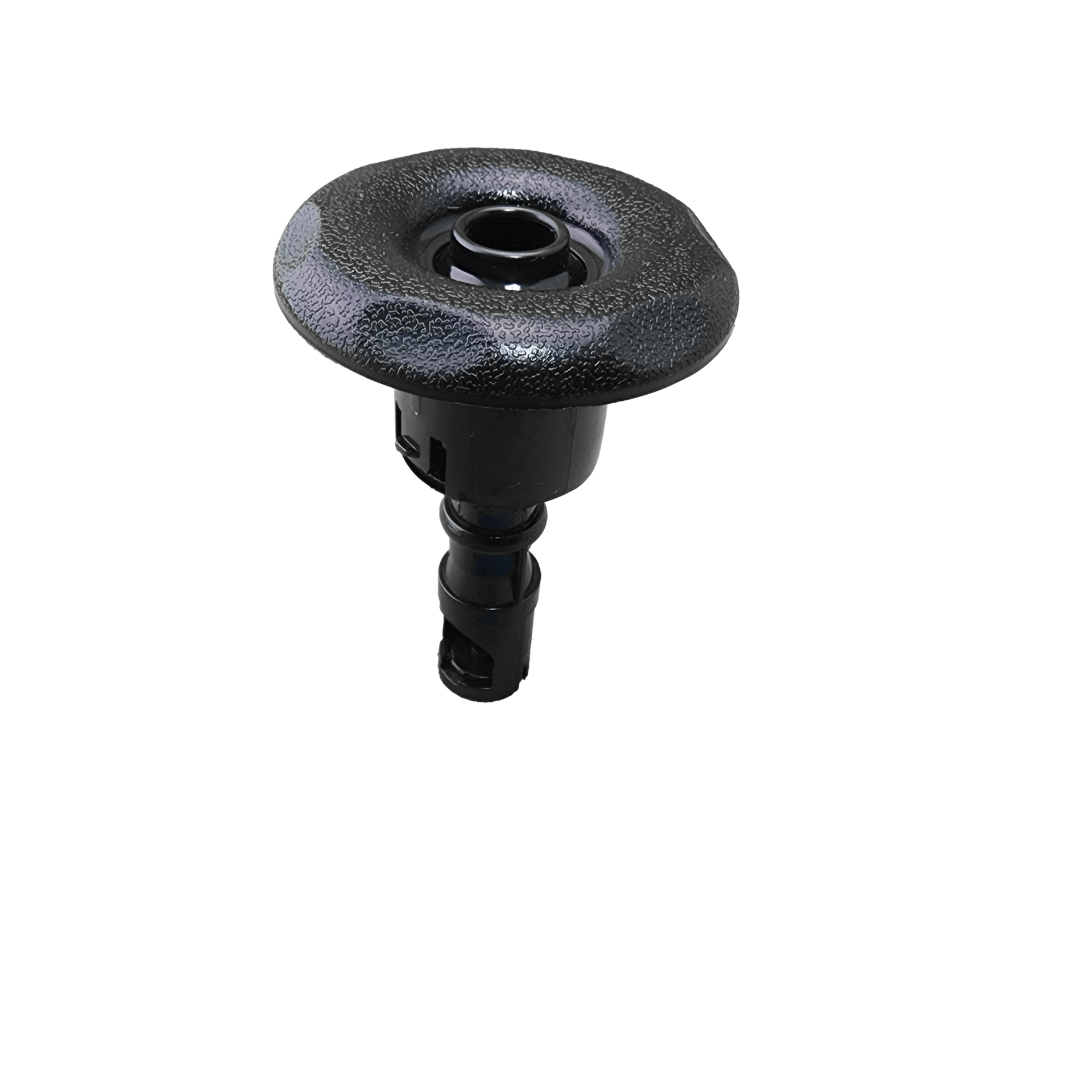 A close up of spa jet on a white background.