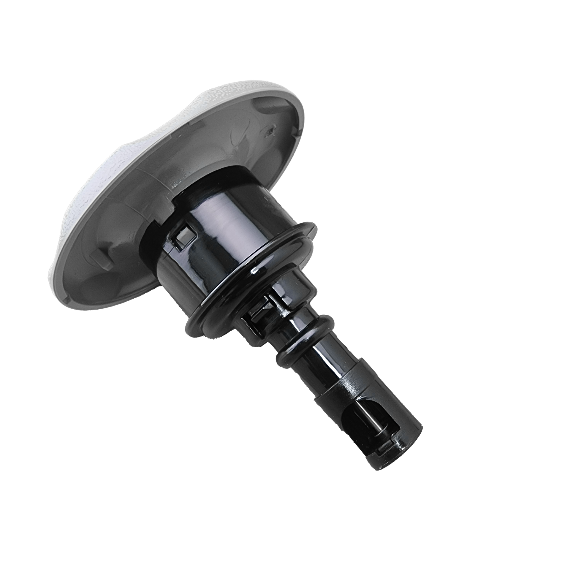 A close up of spa jet on a white background.