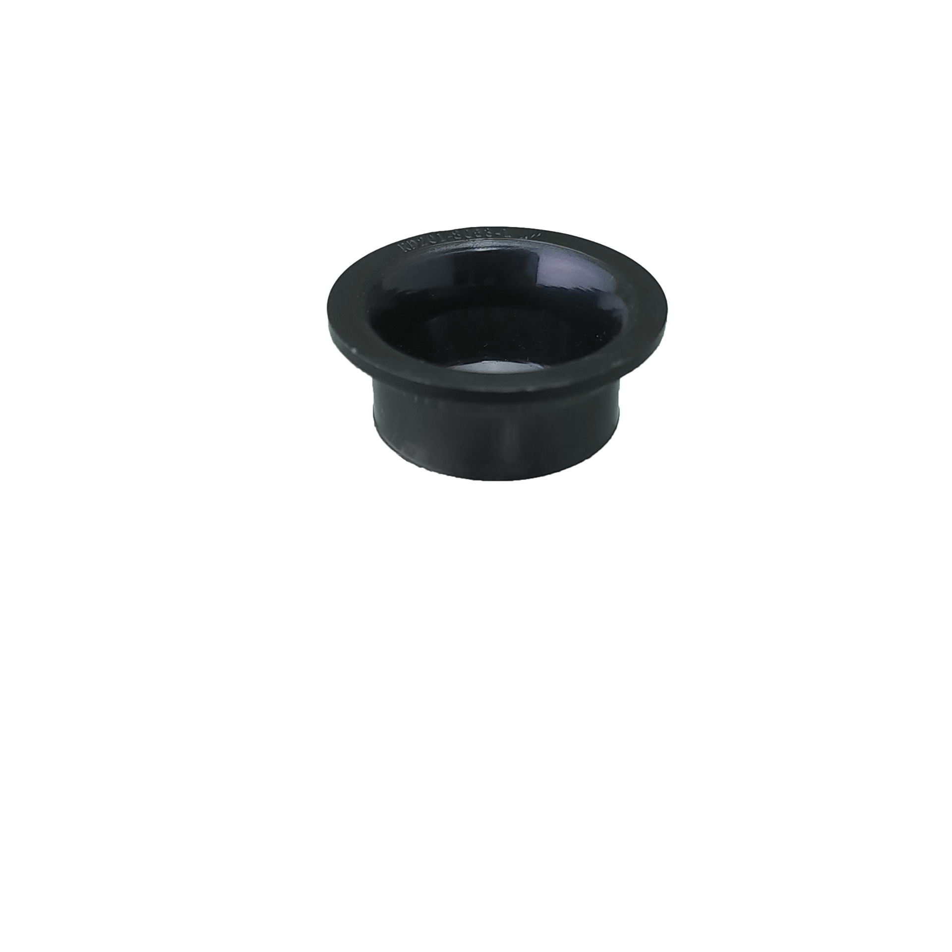 A black plastic half inch orifice insert on a white background.