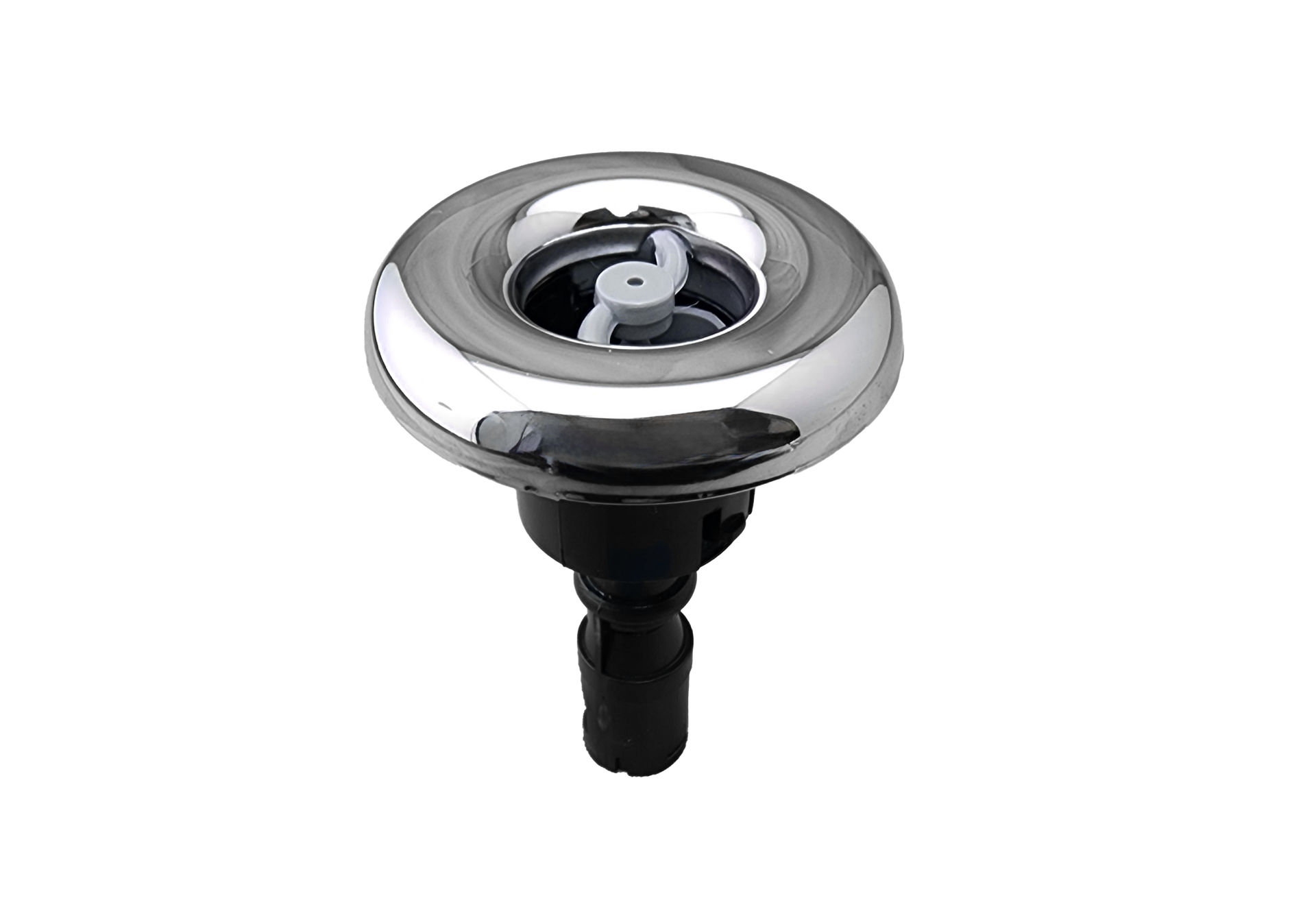 A close up of spa jet on a white background.