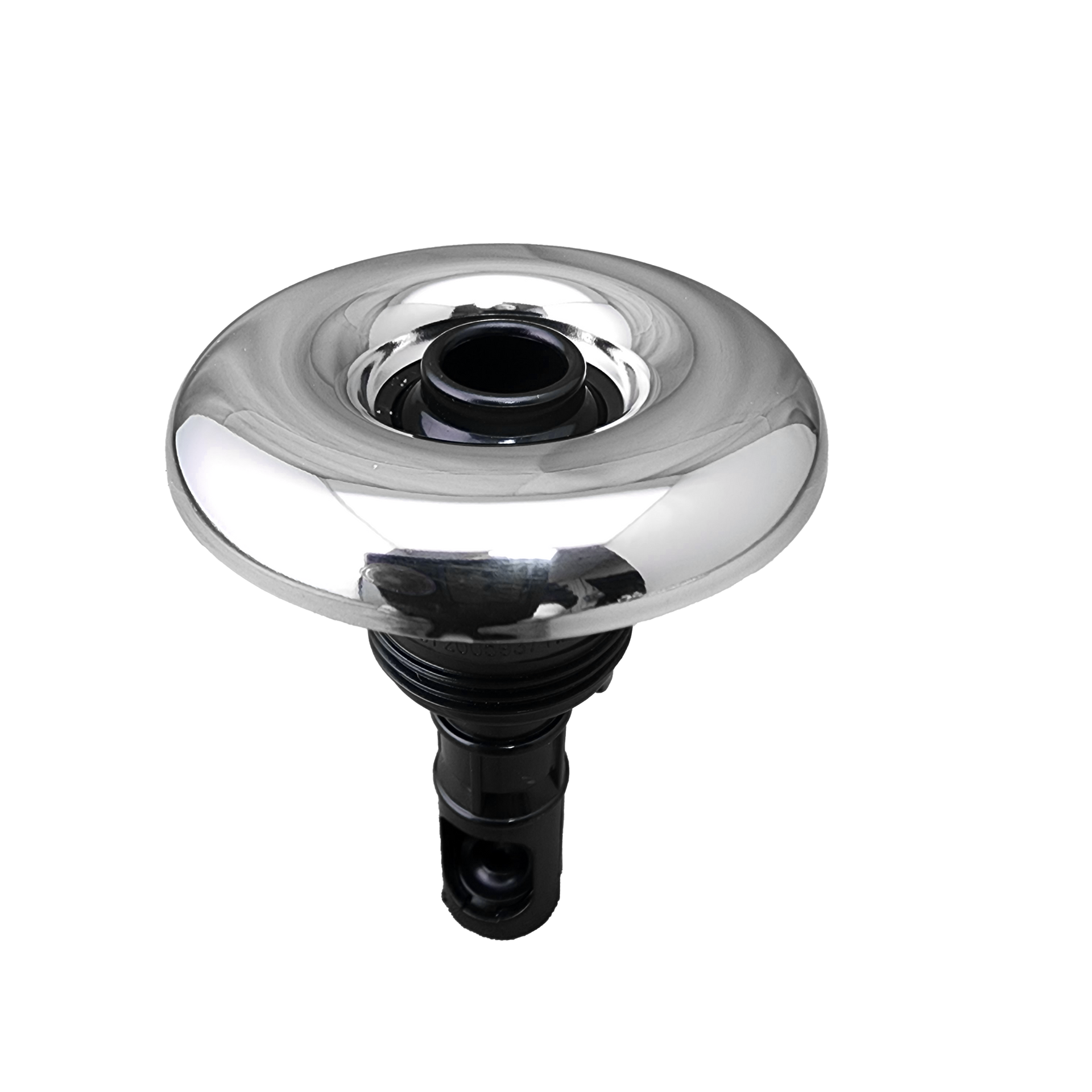 A close up of spa jet on a white background.