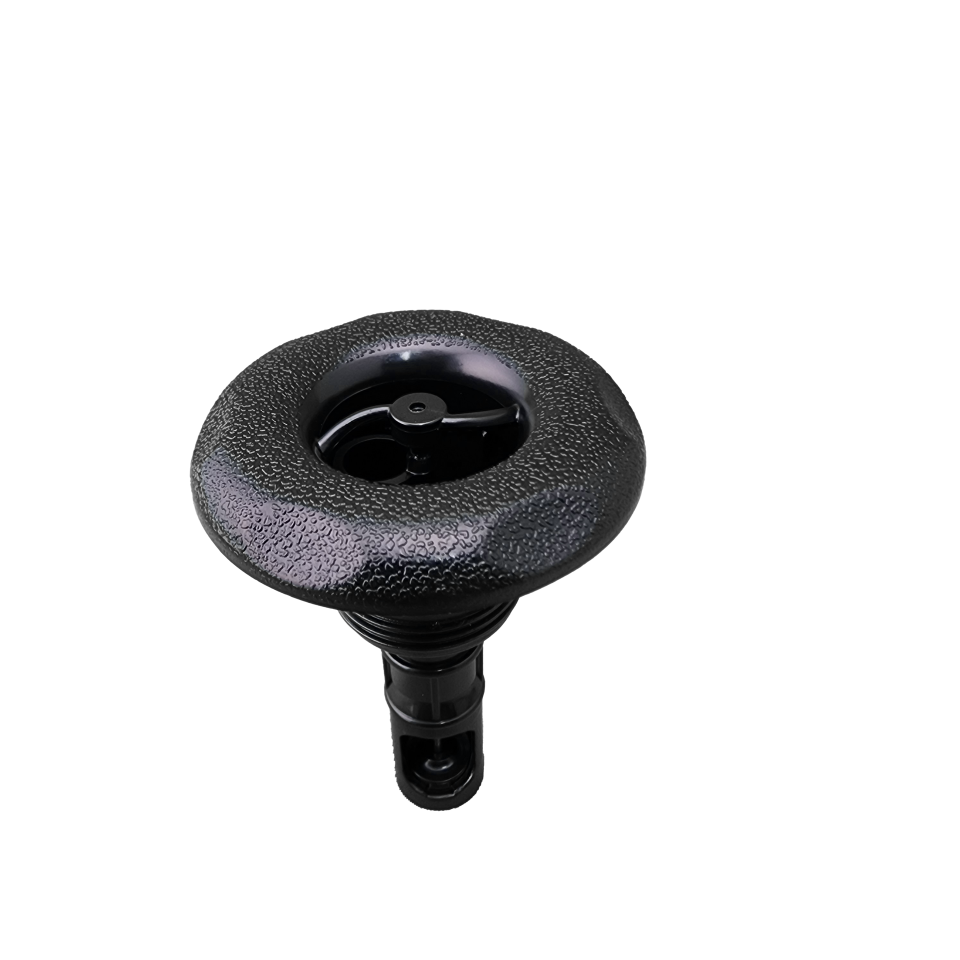 A close up of spa jet on a white background.