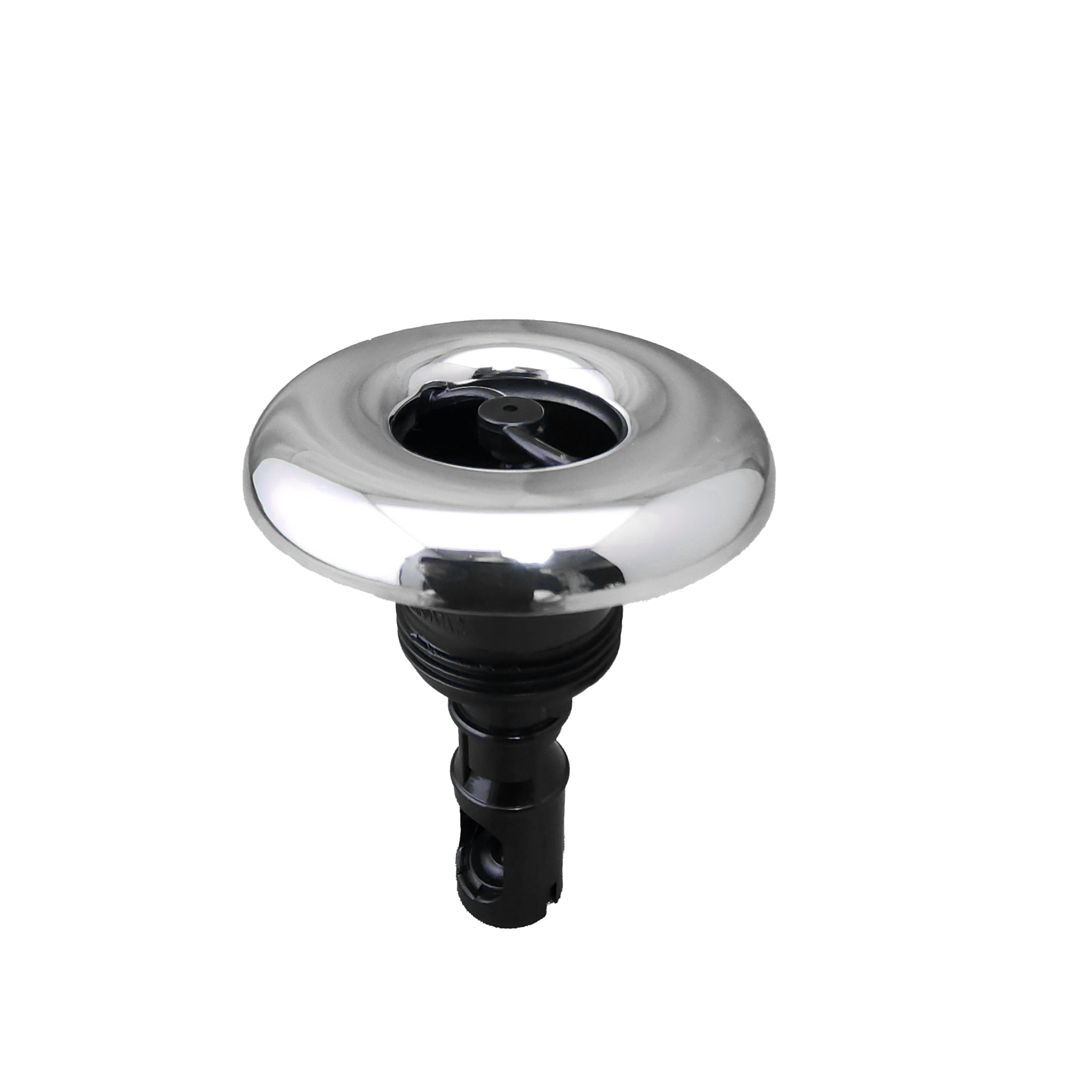 A close up of spa jet on a white background.