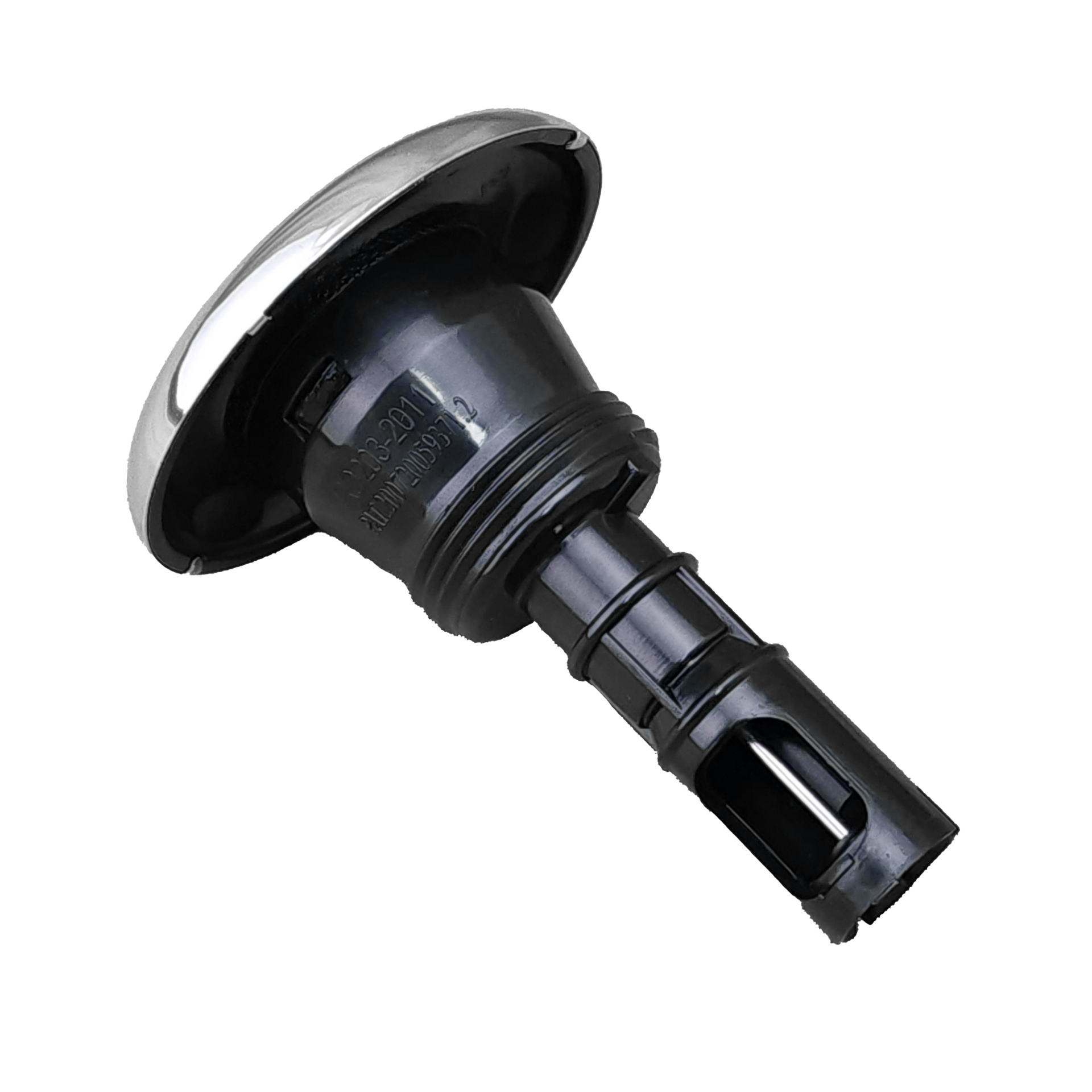 A close up of spa jet on a white background.