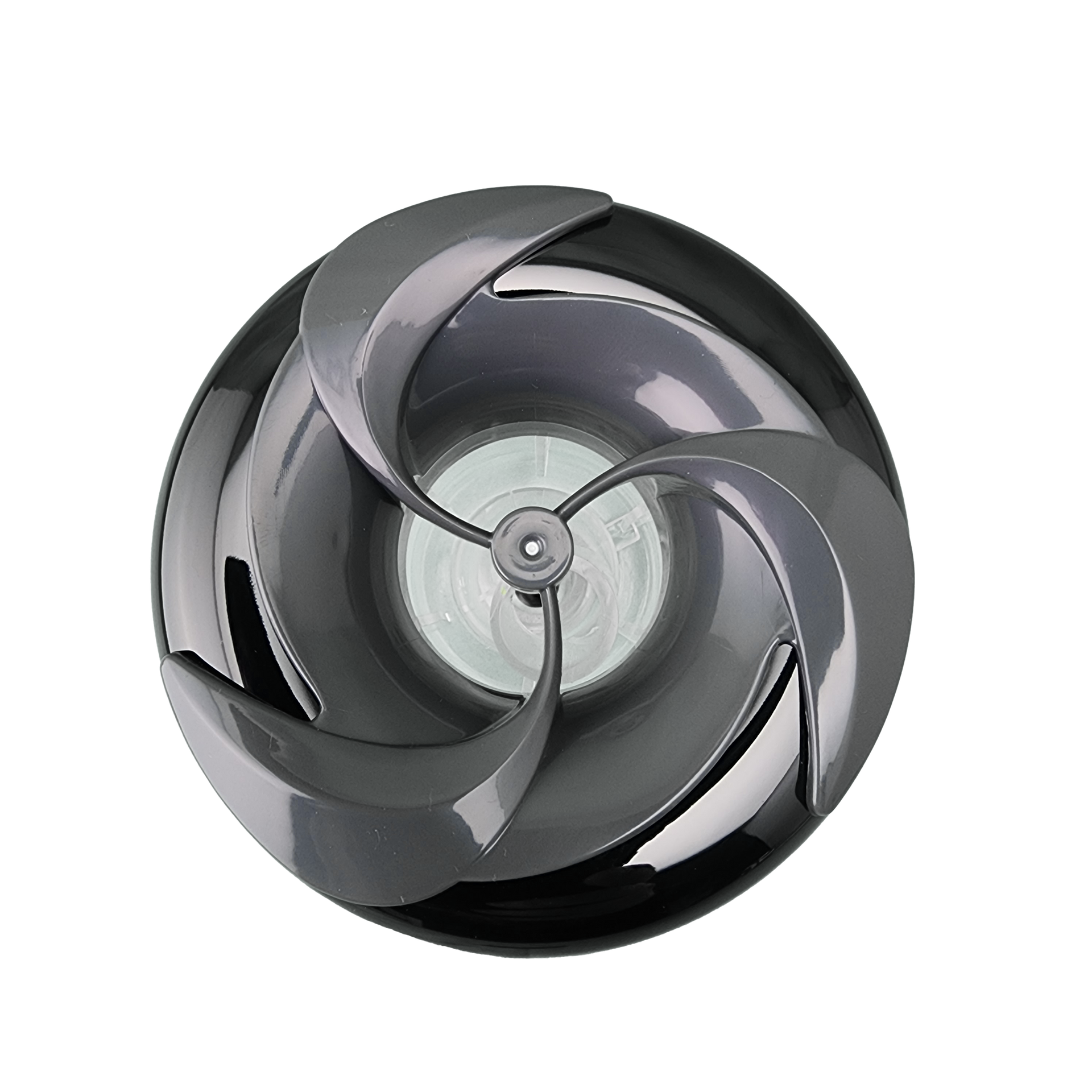 Front view of Rising Dragon RD203-3110-S05 3-inch Pepperleaf single pulse spa jet insert in cool gray