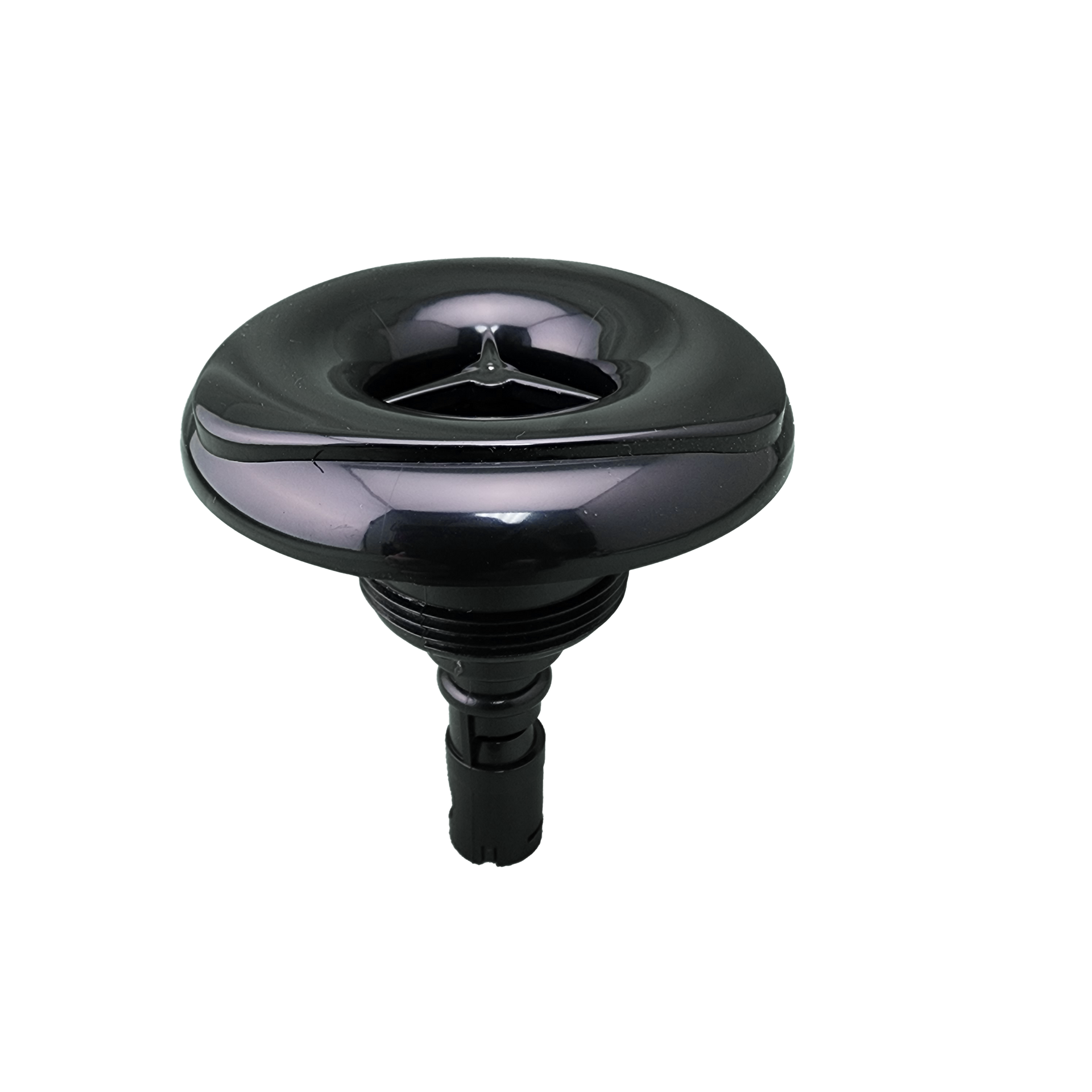 A close up of spa jet on a white background.