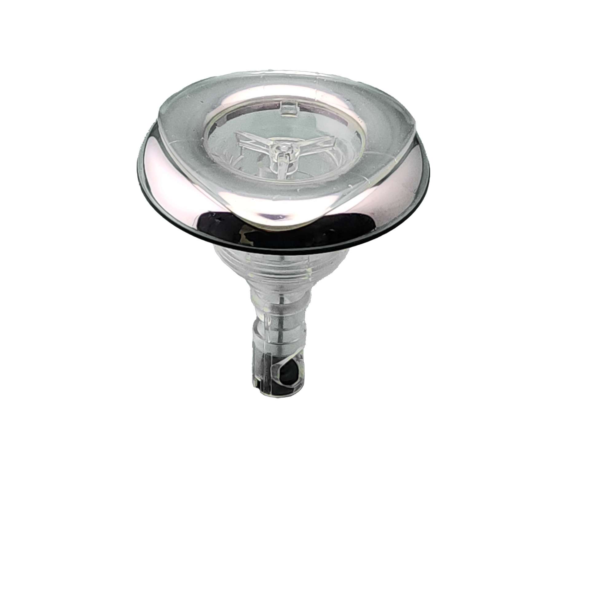 A close up of spa jet on a white background.
