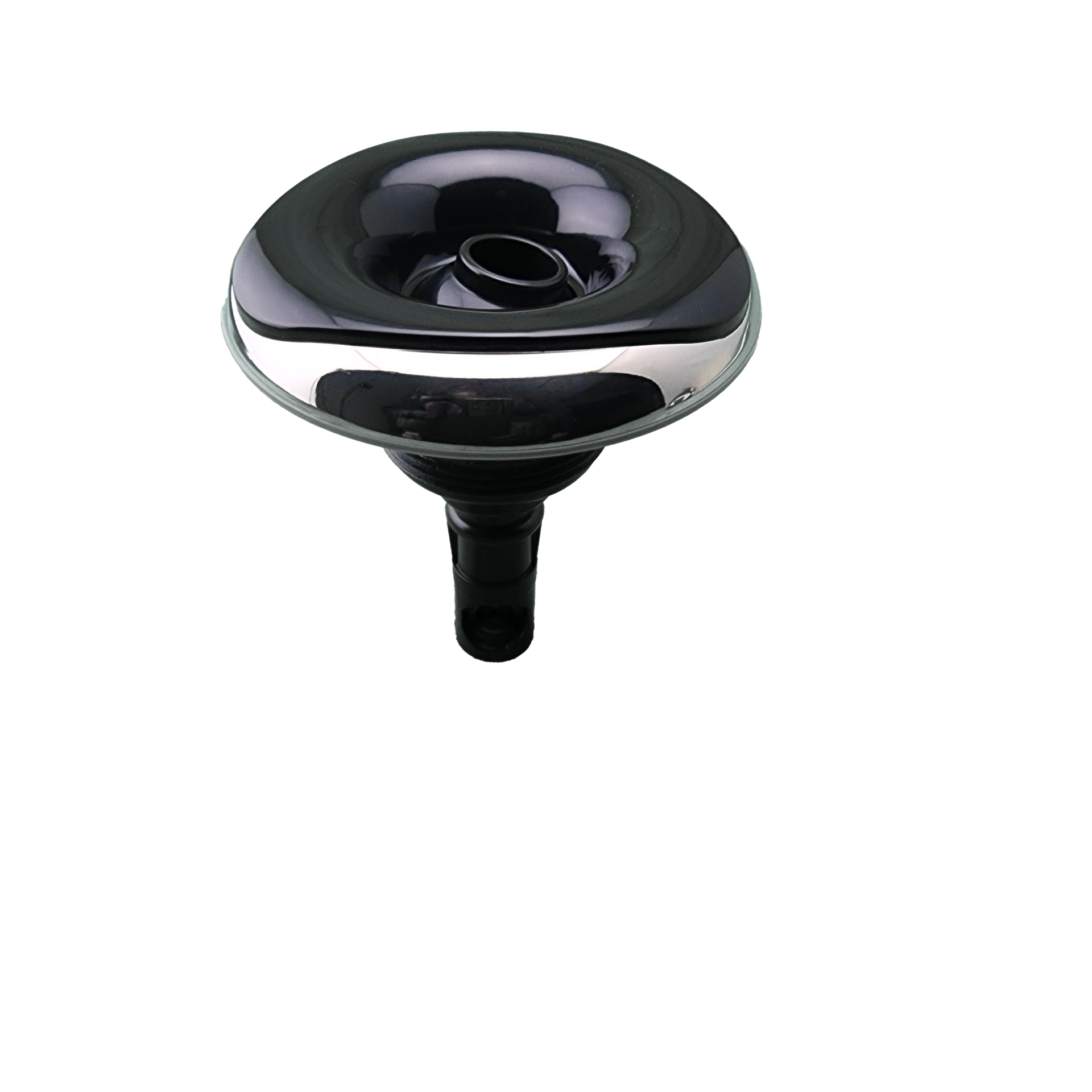 A close up of spa jet on a white background.