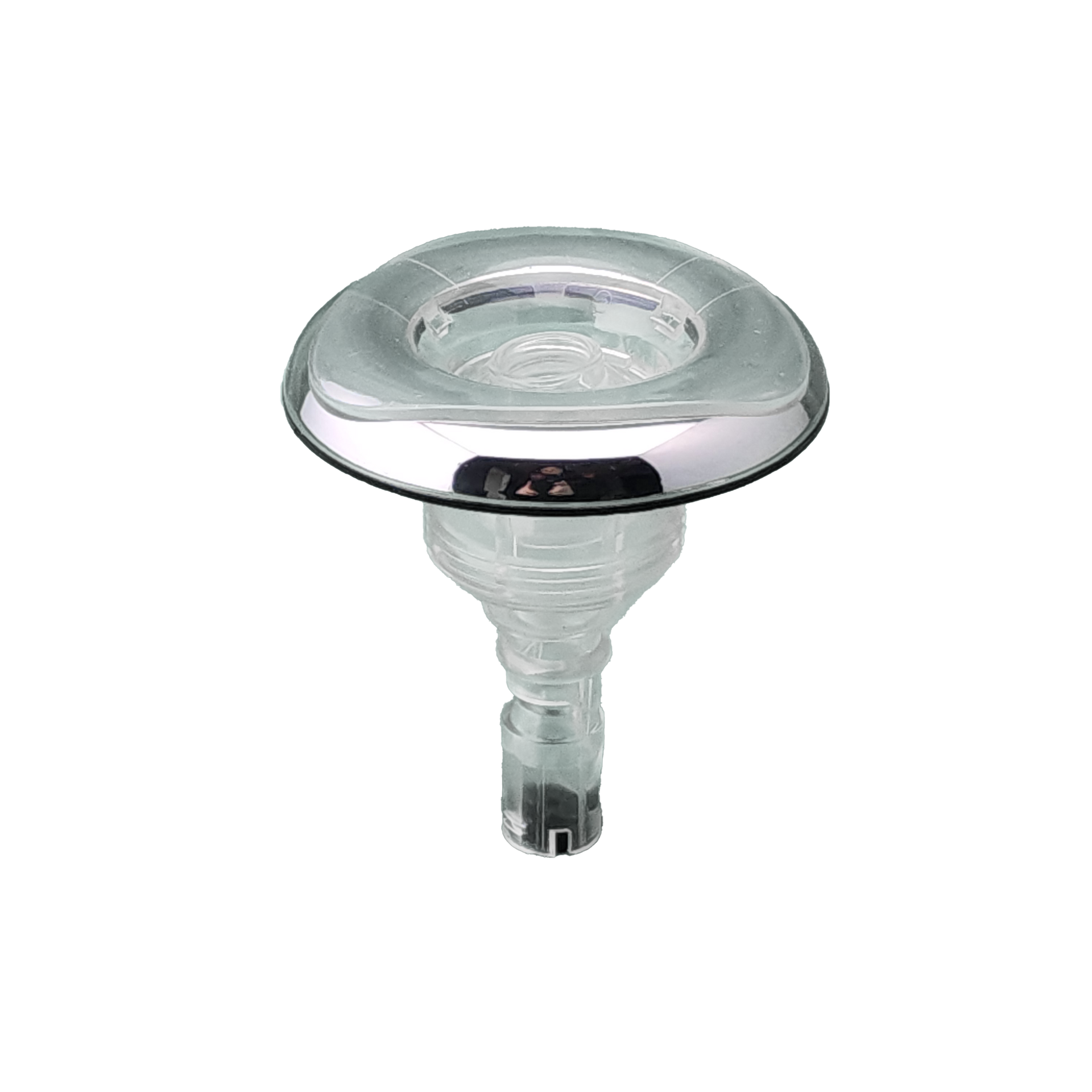 A close up of spa jet on a white background.