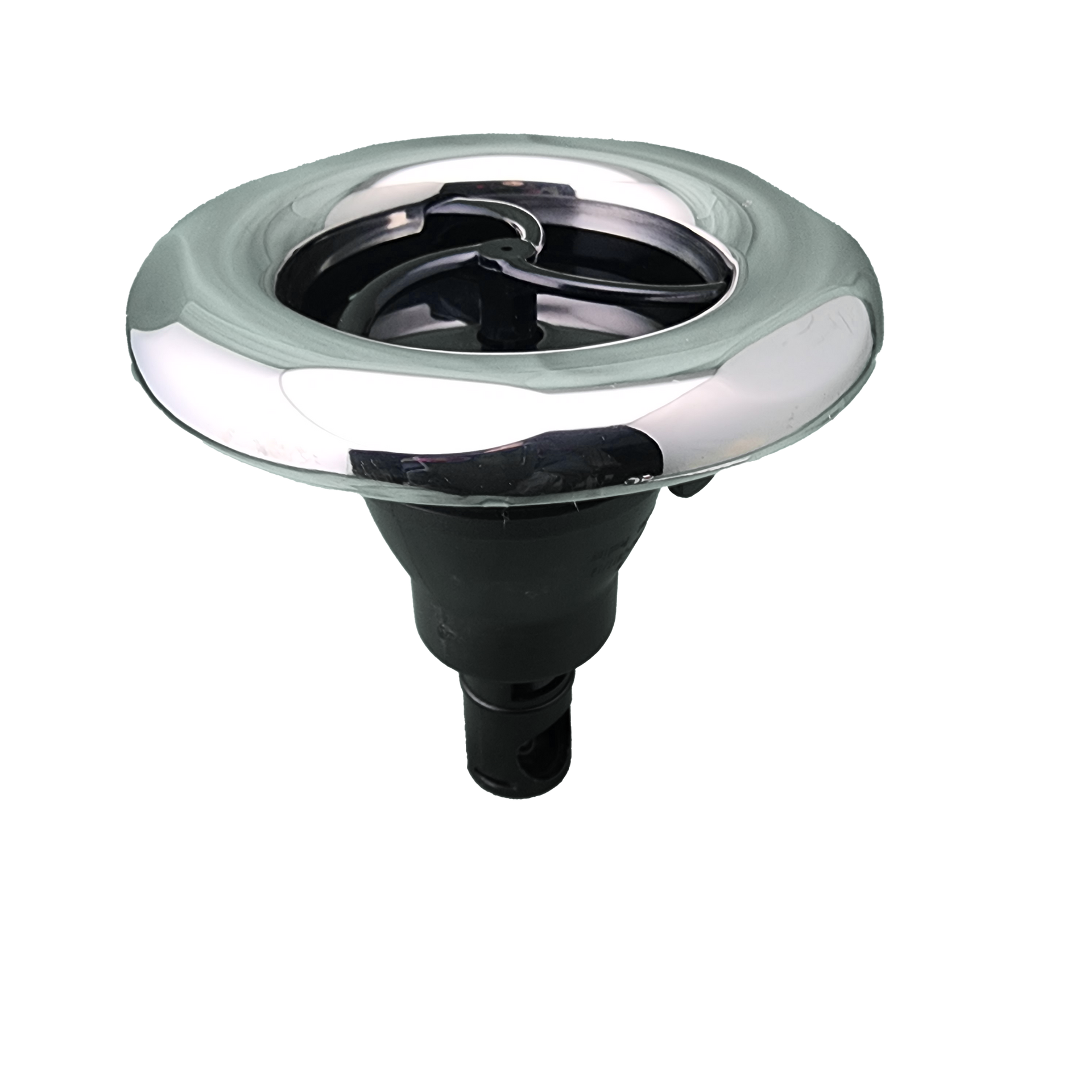 A close up of spa jet on a white background.