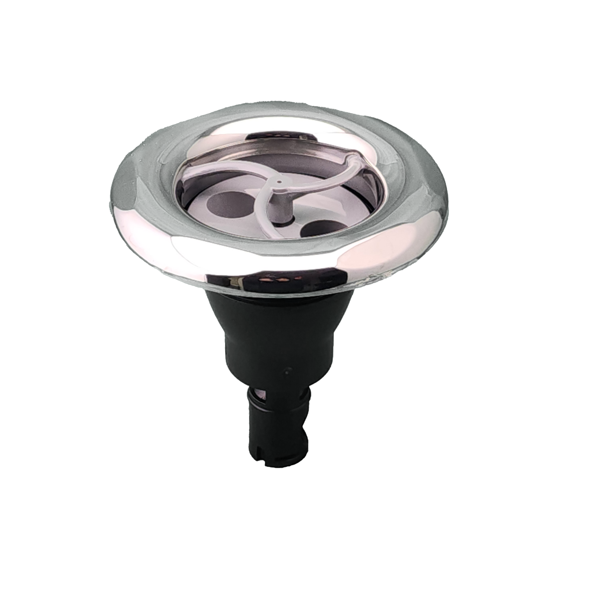 A close up of spa jet on a white background.