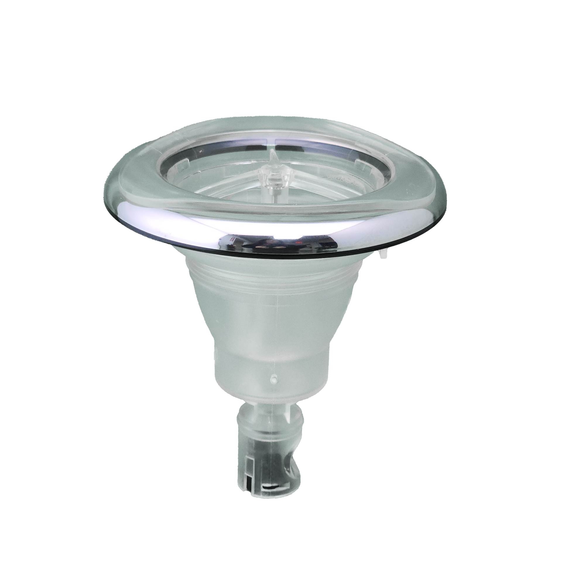 A close up of spa jet on a white background.