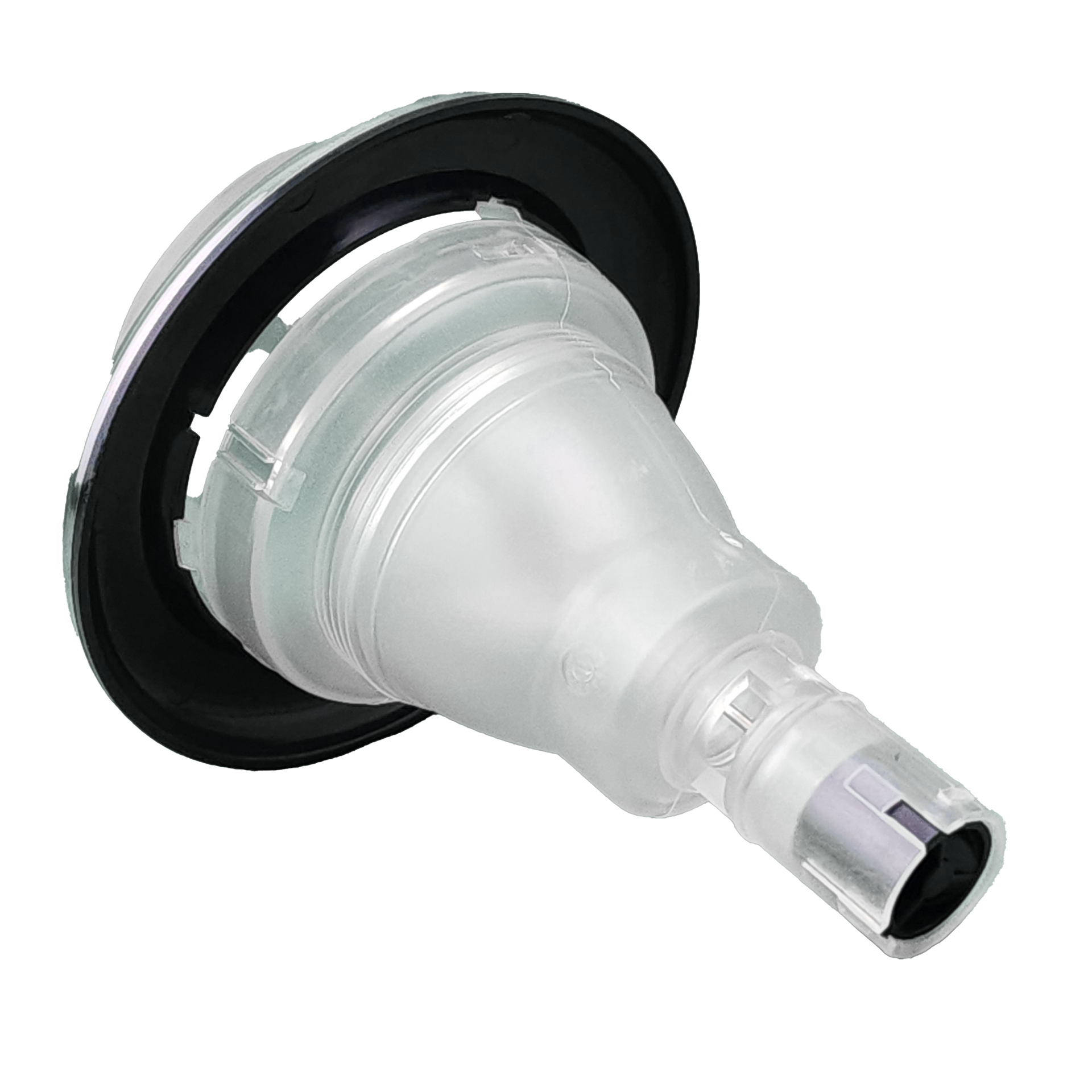 A close up of spa jet on a white background.