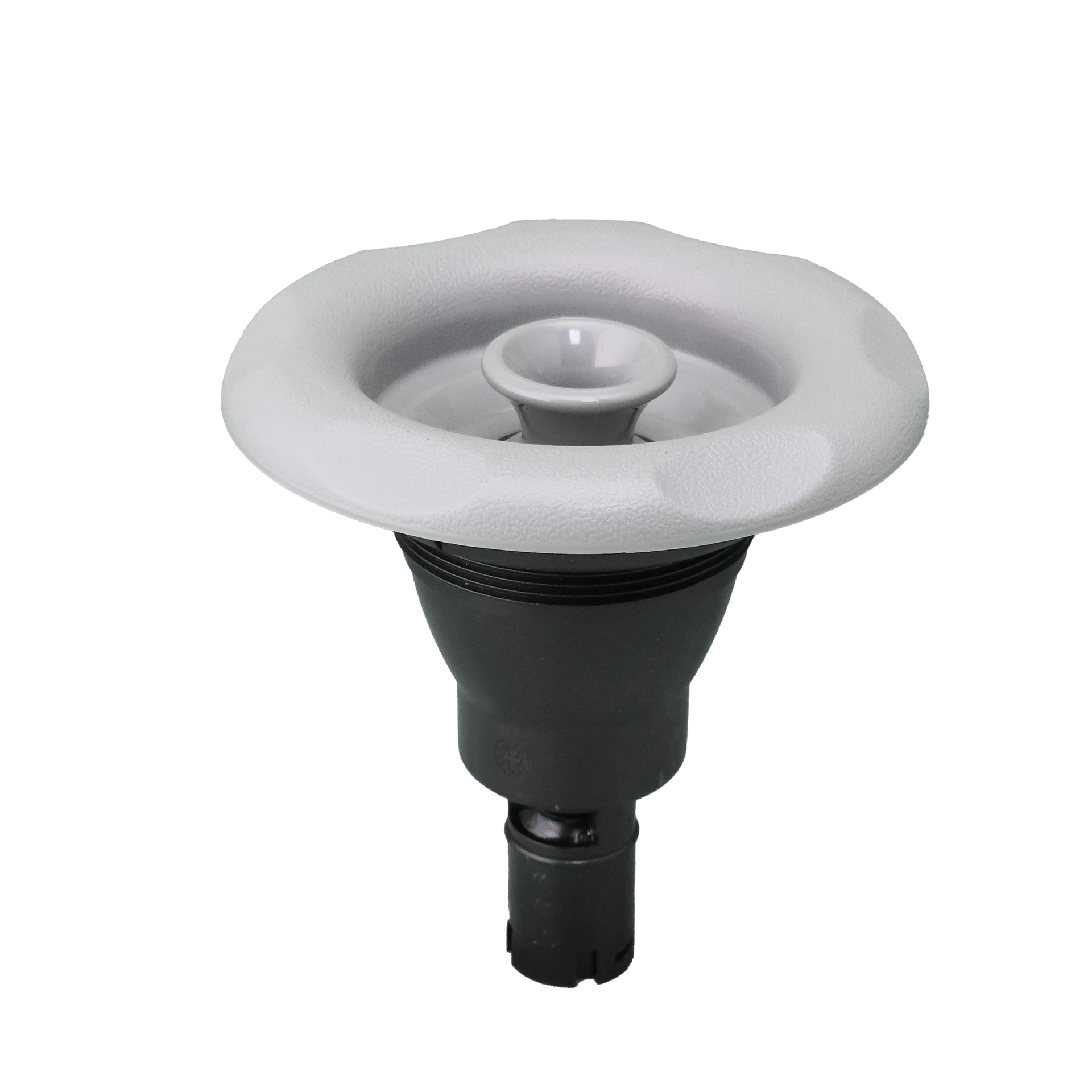 A close up of spa jet on a white background.