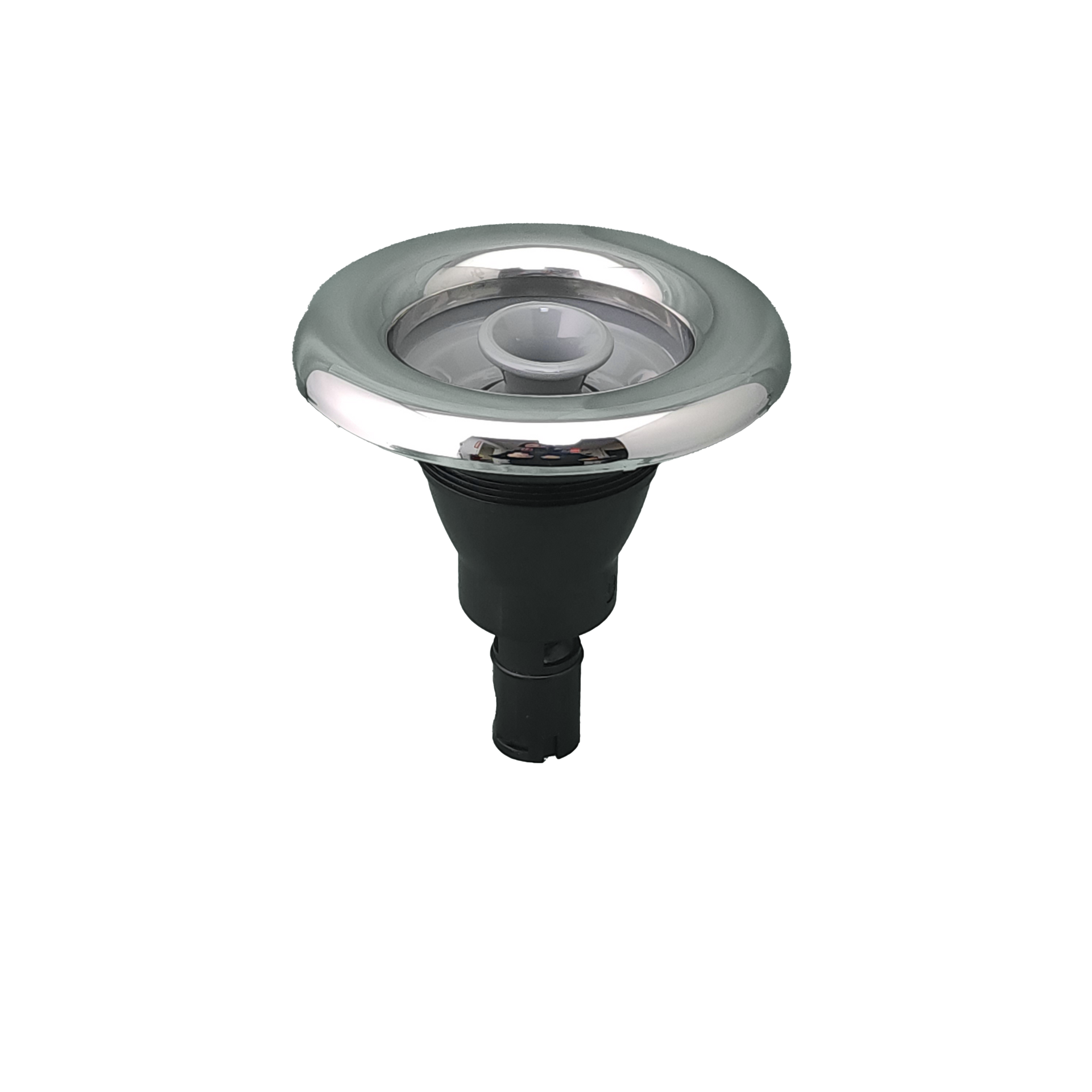 A close up of spa jet on a white background.
