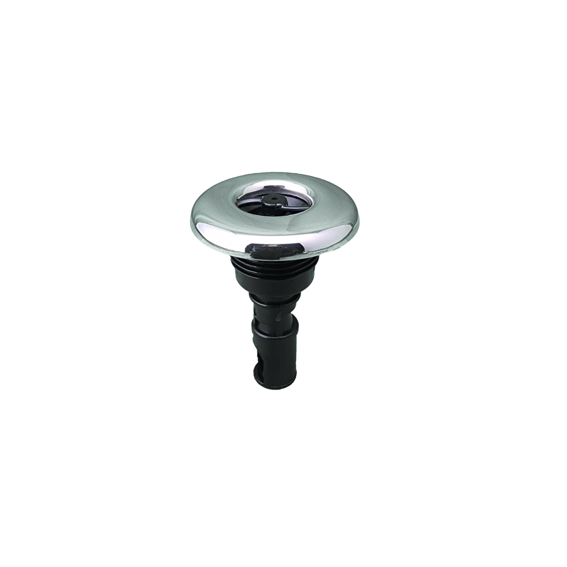 A close up of spa jet on a white background.